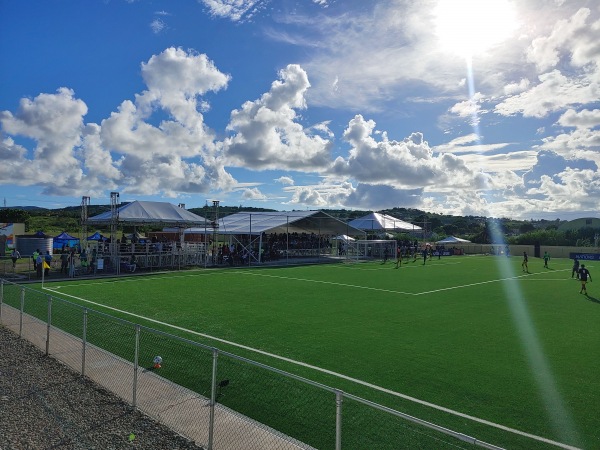 Die Tribünen hinter dem Tor wurden nur für das Länderspiel aufgebaut.